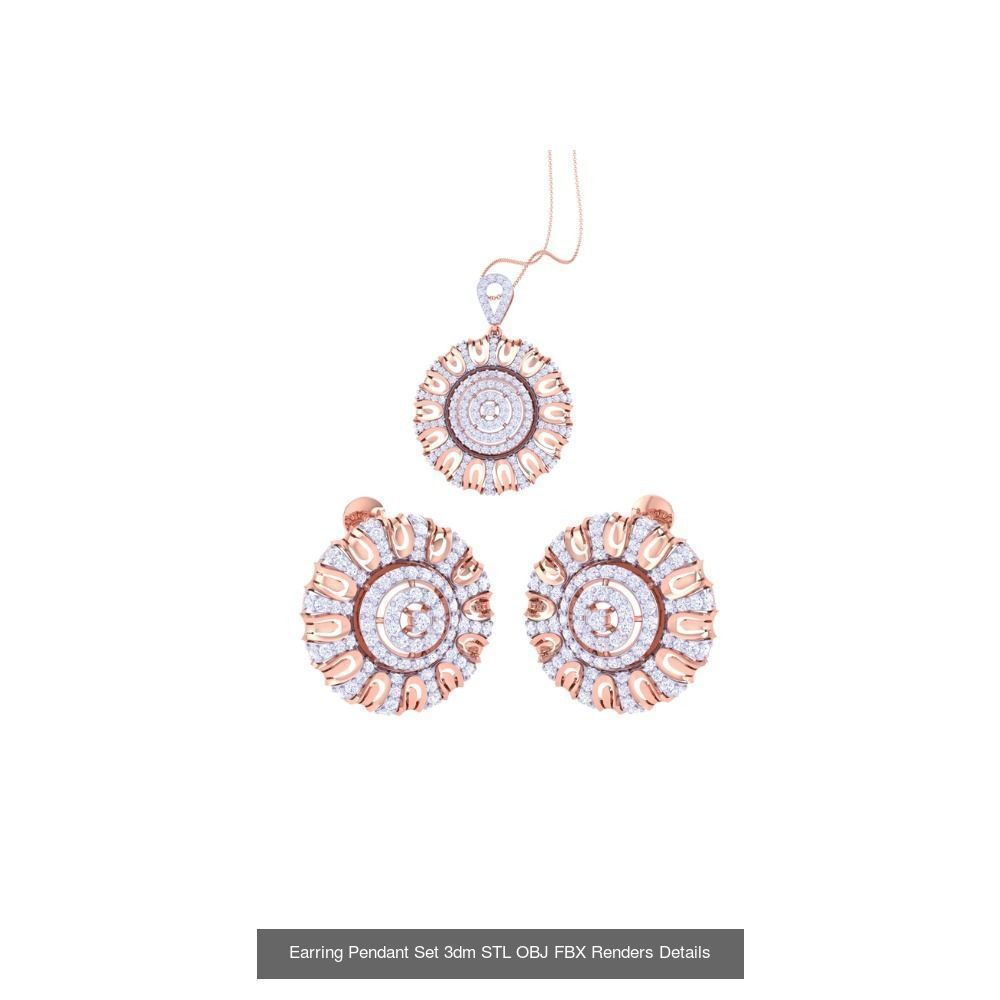 337 Earring Pendant Set 3dm STL OBJ Renders Details Collection _101