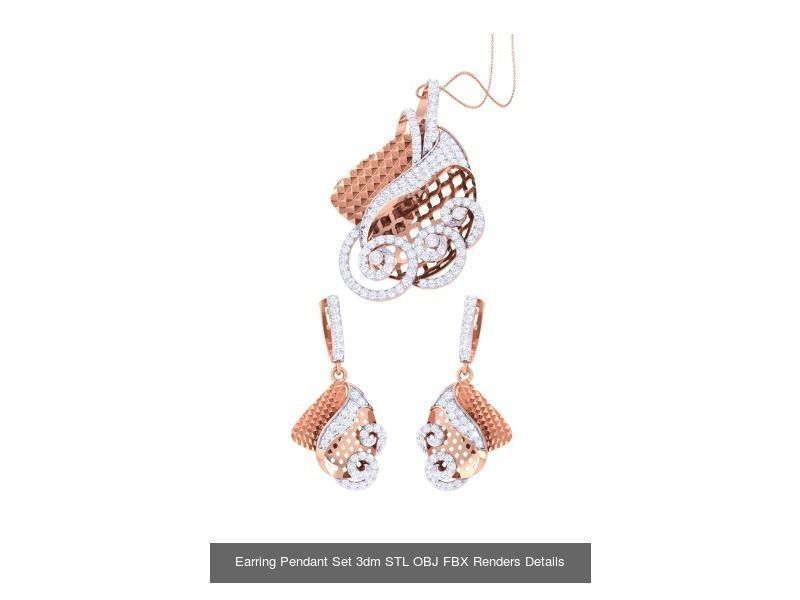 337 Earring Pendant Set 3dm STL OBJ Renders Details Collection _169
