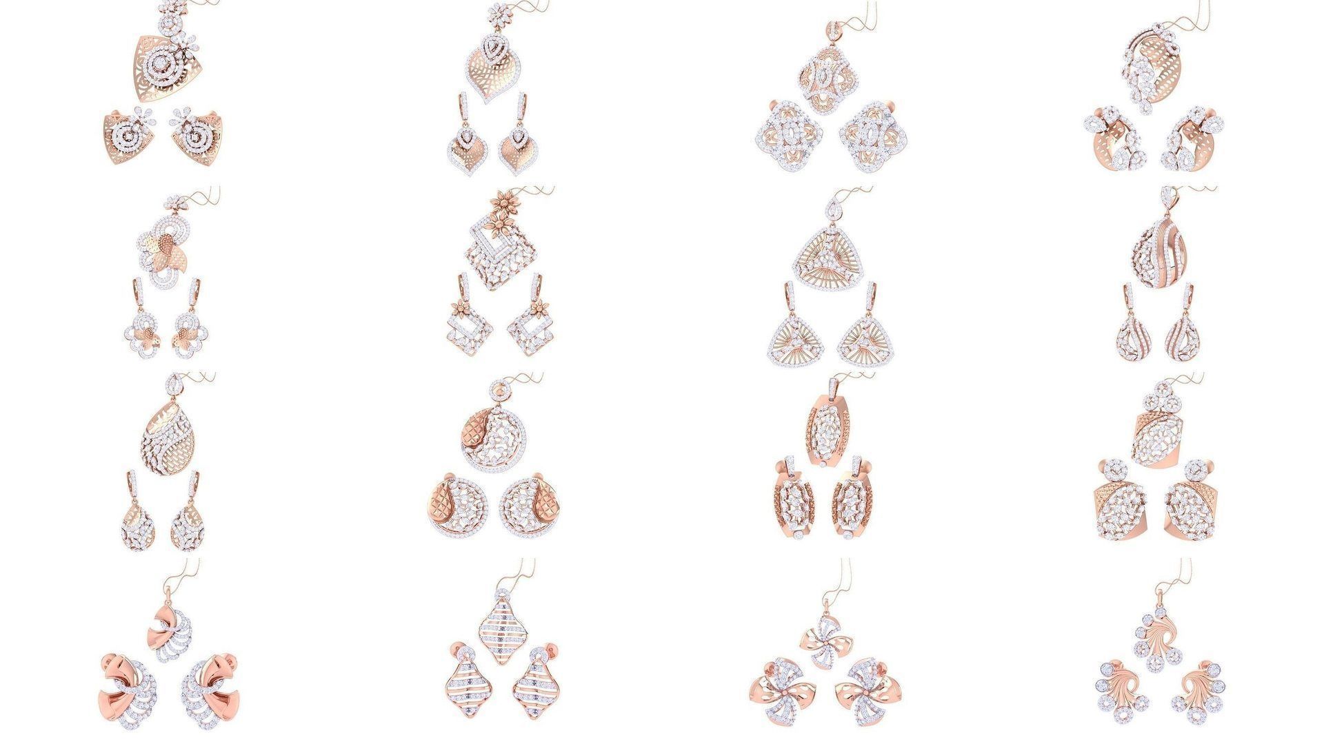 337 Earring Pendant Set 3dm STL OBJ Renders Details Collection _17