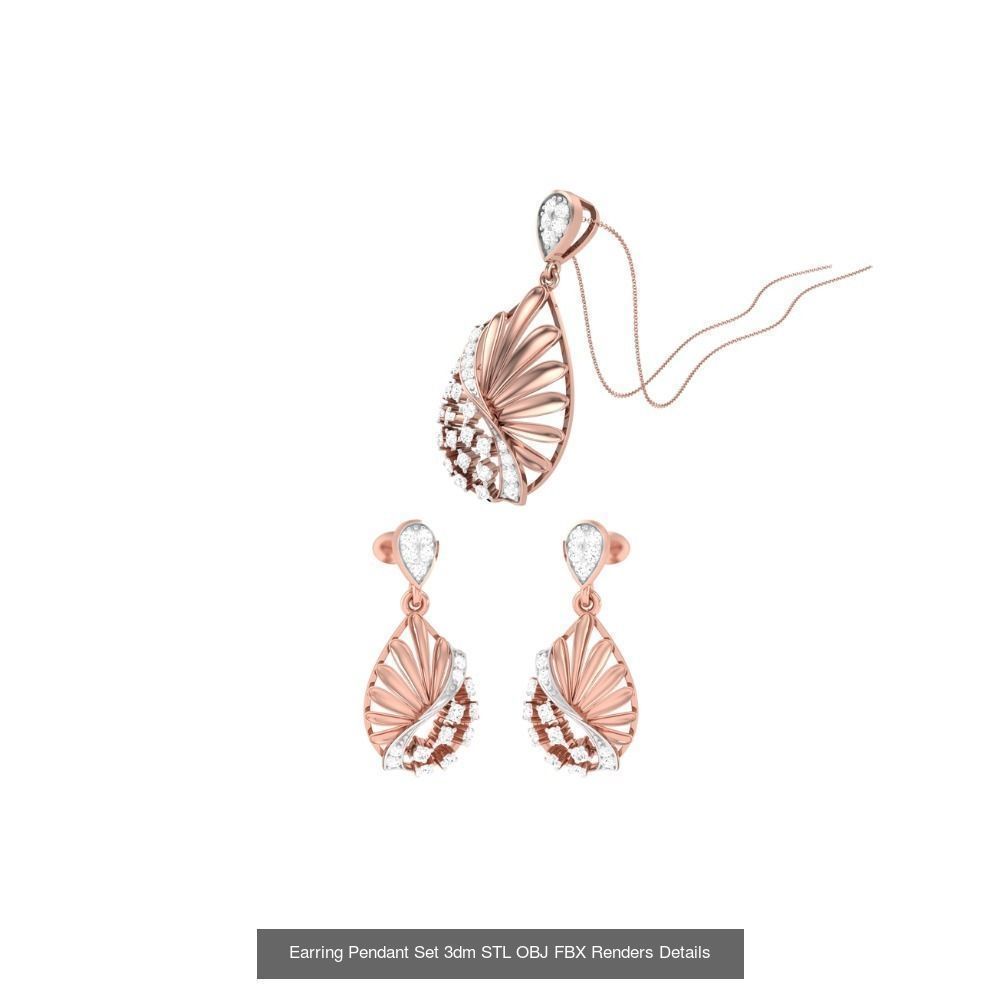 337 Earring Pendant Set 3dm STL OBJ Renders Details Collection _134
