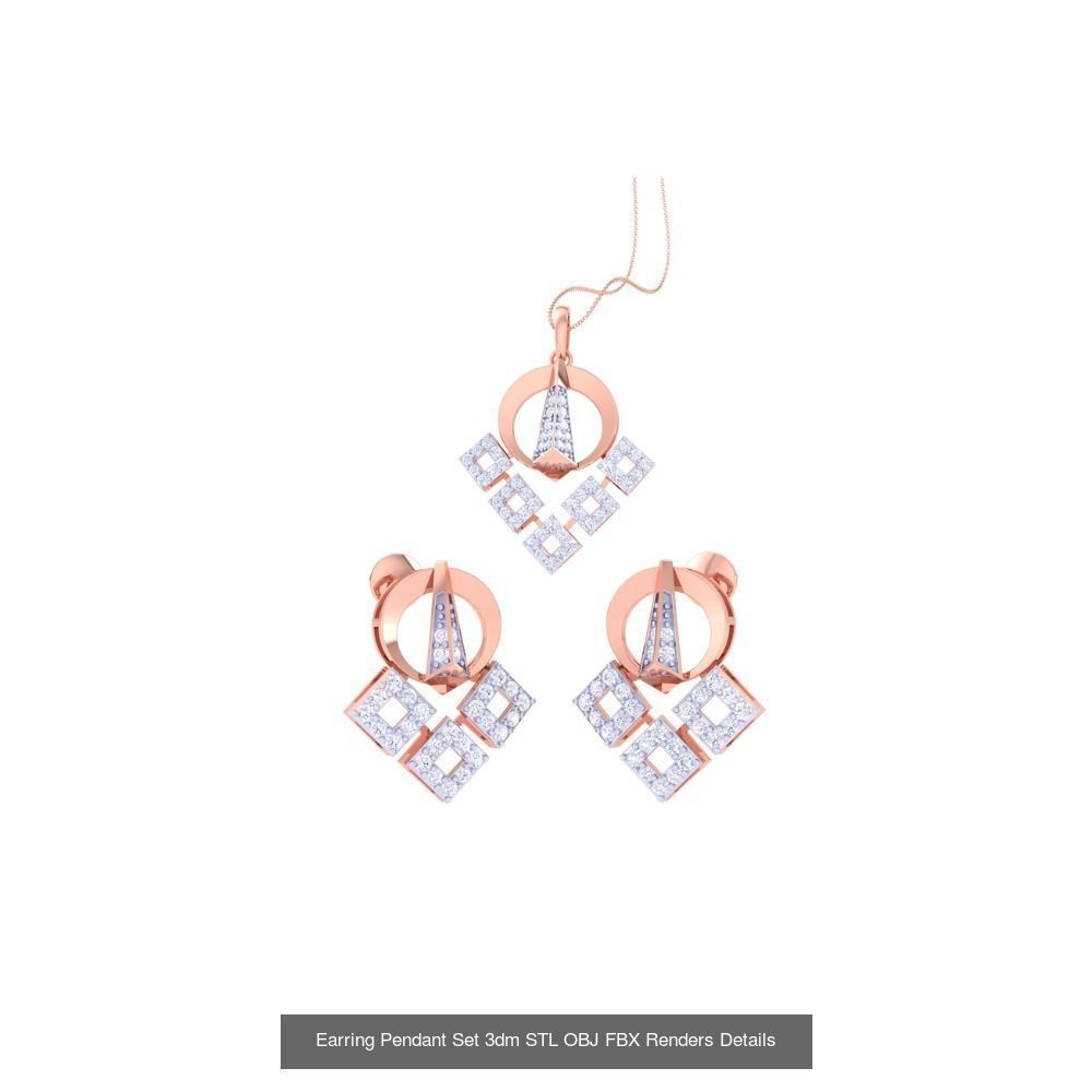 337 Earring Pendant Set 3dm STL OBJ Renders Details Collection _33