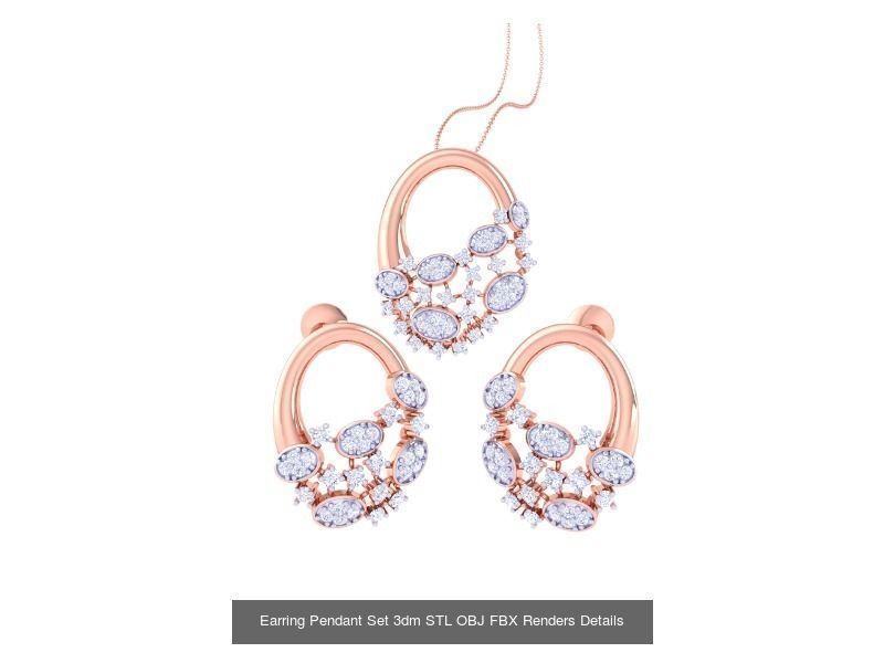 337 Earring Pendant Set 3dm STL OBJ Renders Details Collection _206