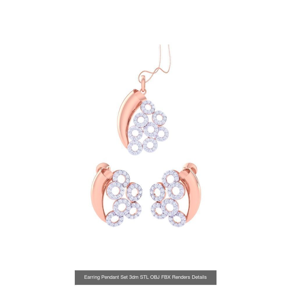 337 Earring Pendant Set 3dm STL OBJ Renders Details Collection _39