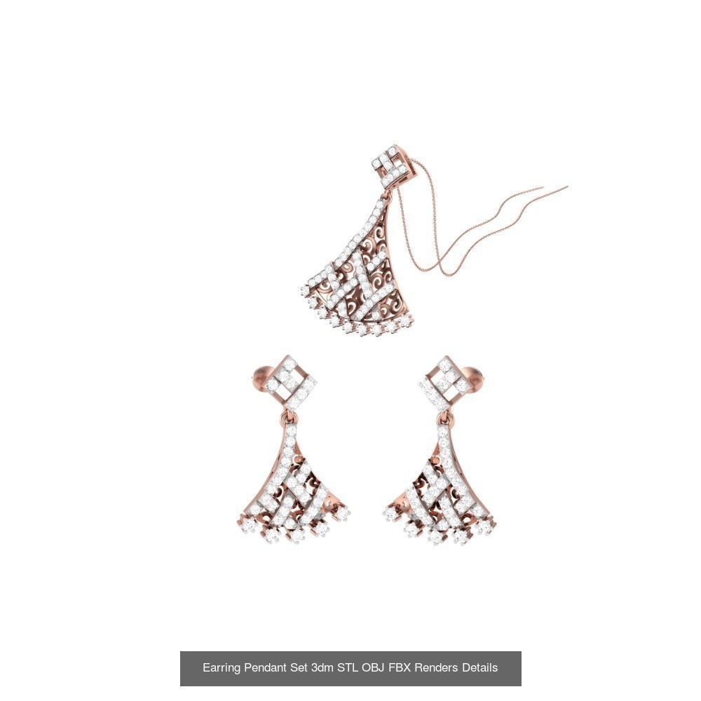 337 Earring Pendant Set 3dm STL OBJ Renders Details Collection _116