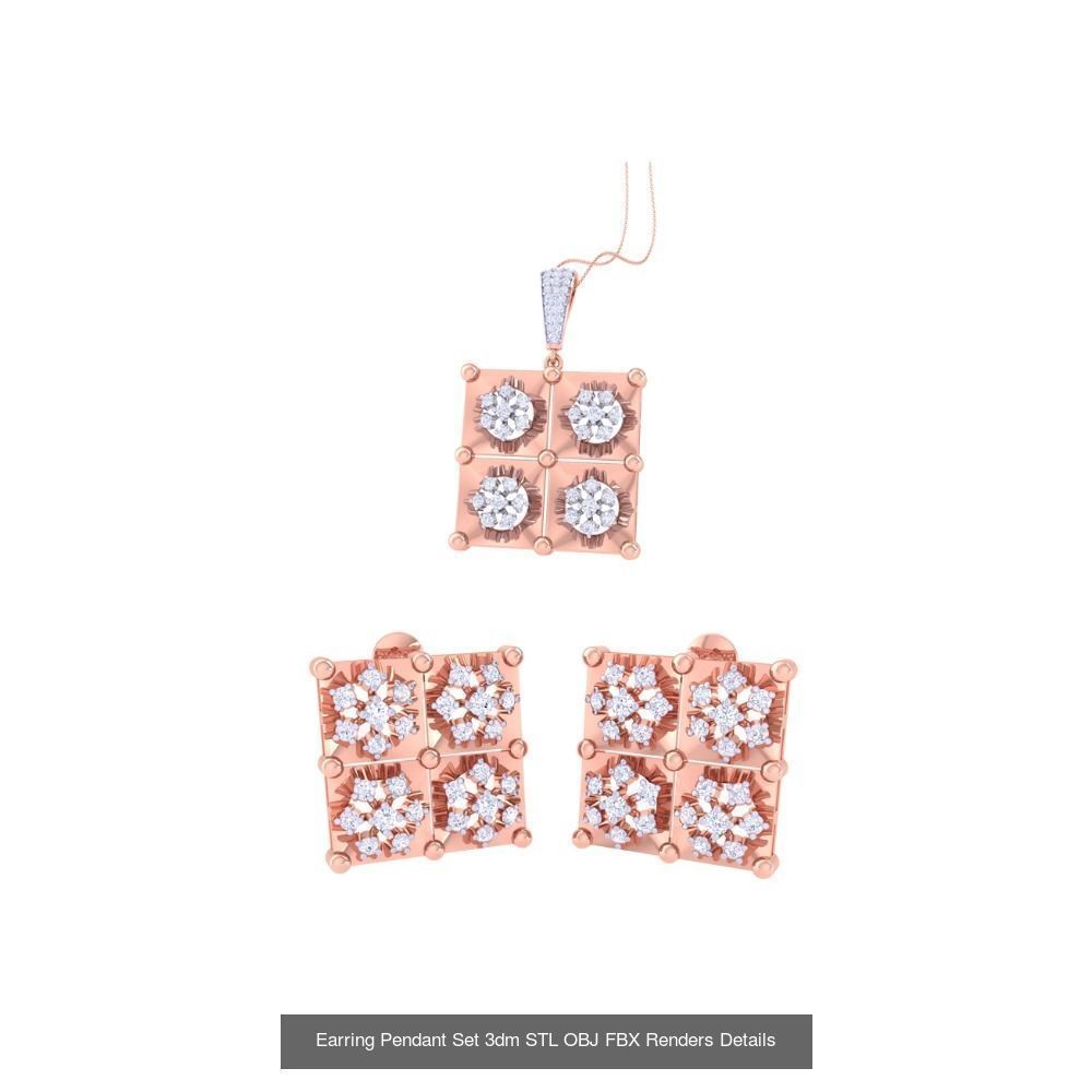 337 Earring Pendant Set 3dm STL OBJ Renders Details Collection _63