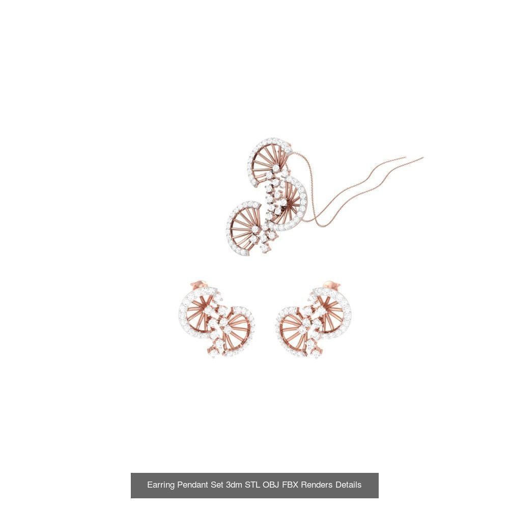 337 Earring Pendant Set 3dm STL OBJ Renders Details Collection _135