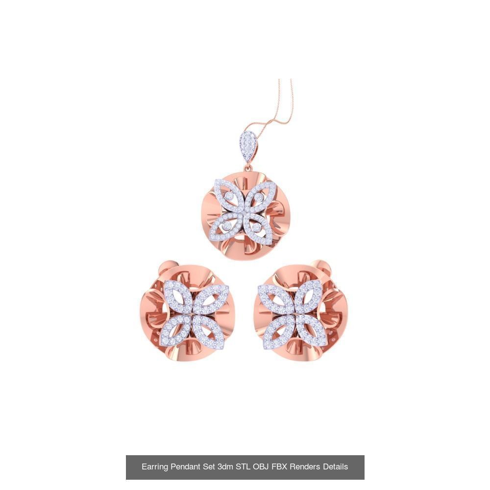 337 Earring Pendant Set 3dm STL OBJ Renders Details Collection _56