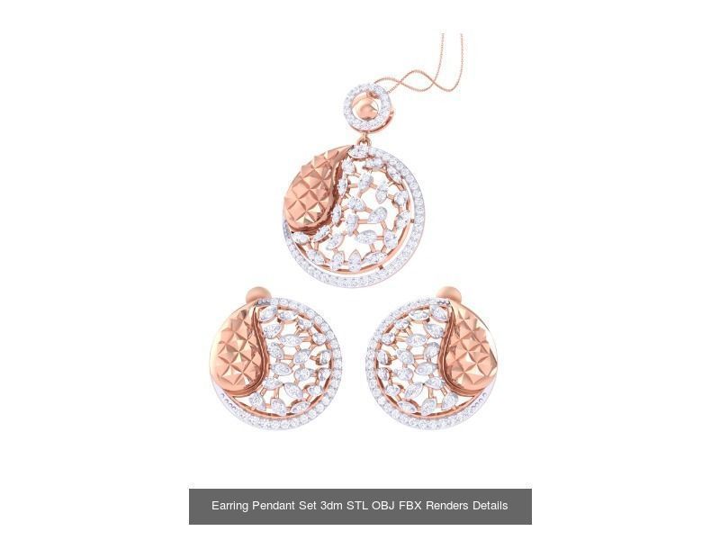 337 Earring Pendant Set 3dm STL OBJ Renders Details Collection _196