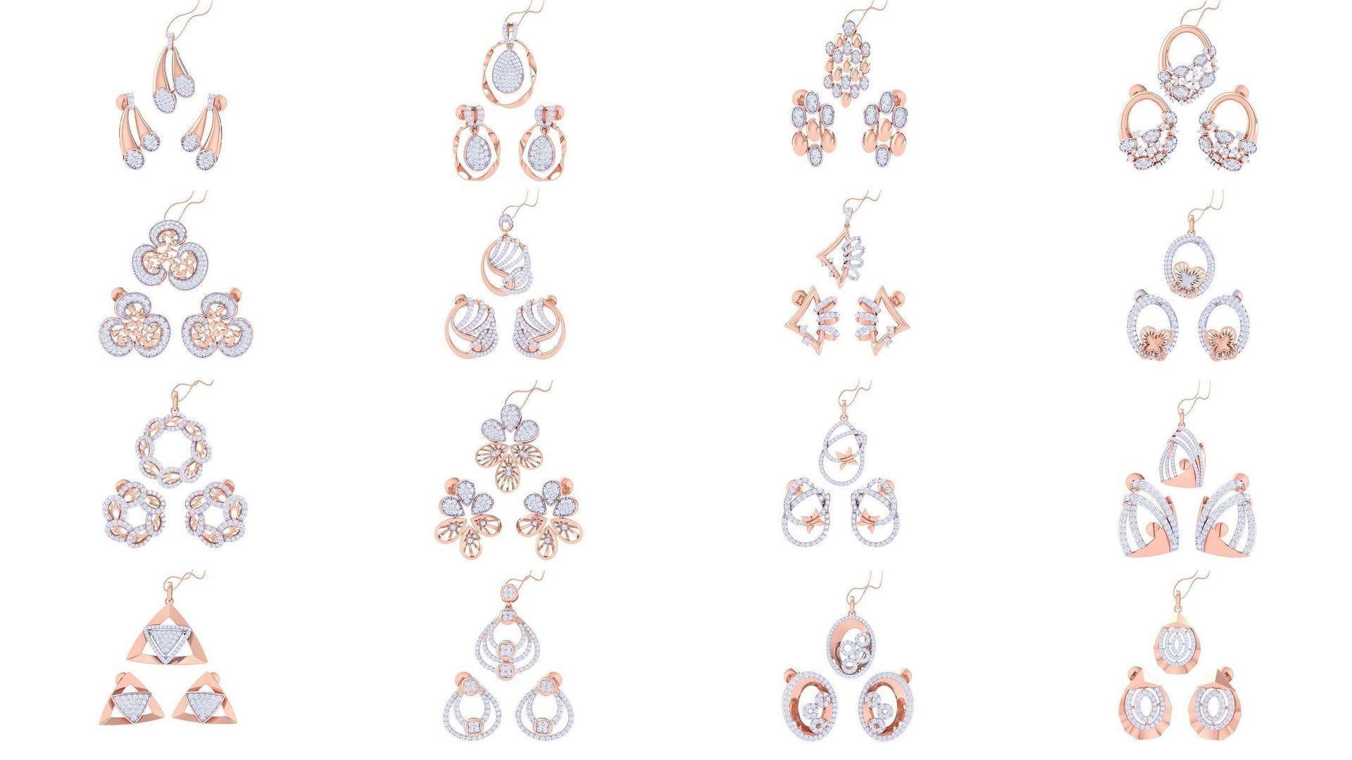 337 Earring Pendant Set 3dm STL OBJ Renders Details Collection _19