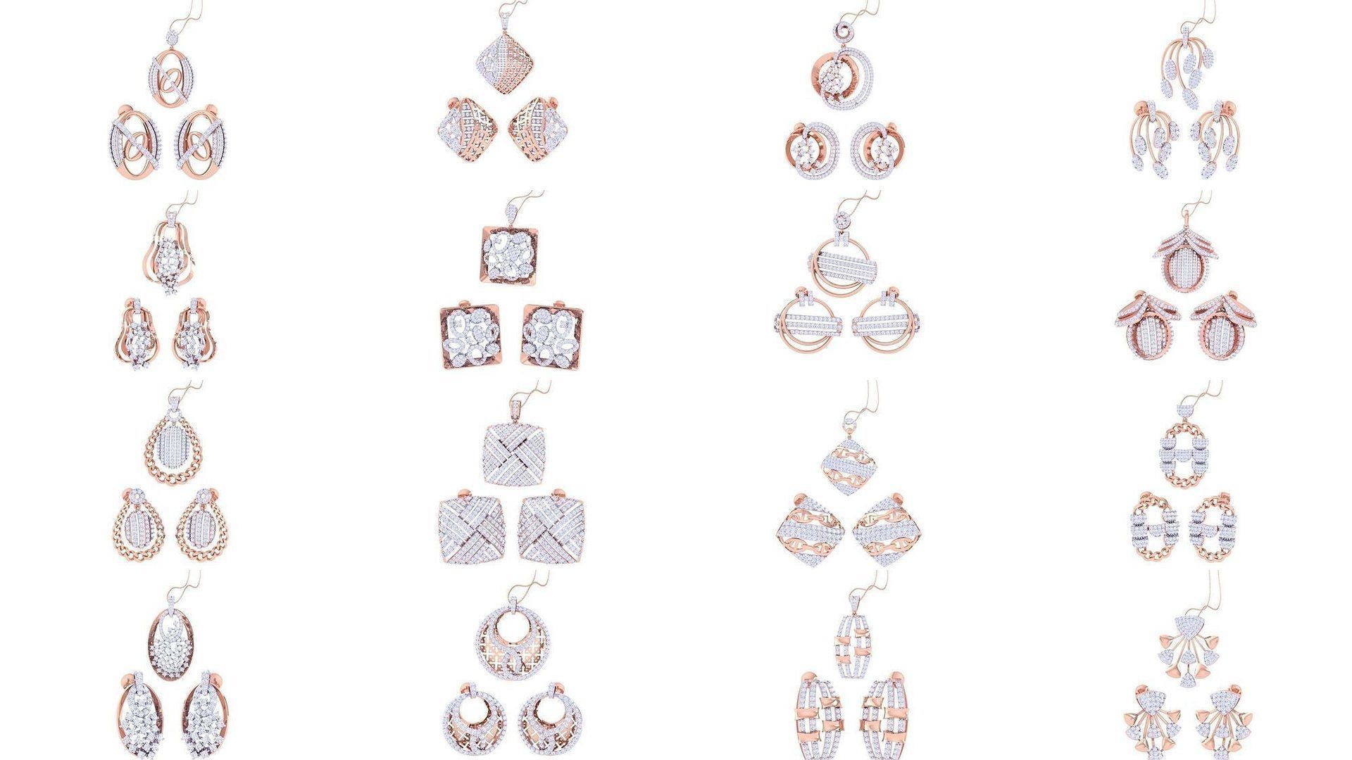 337 Earring Pendant Set 3dm STL OBJ Renders Details Collection _3