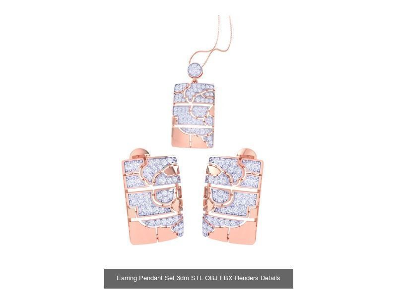 337 Earring Pendant Set 3dm STL OBJ Renders Details Collection _229