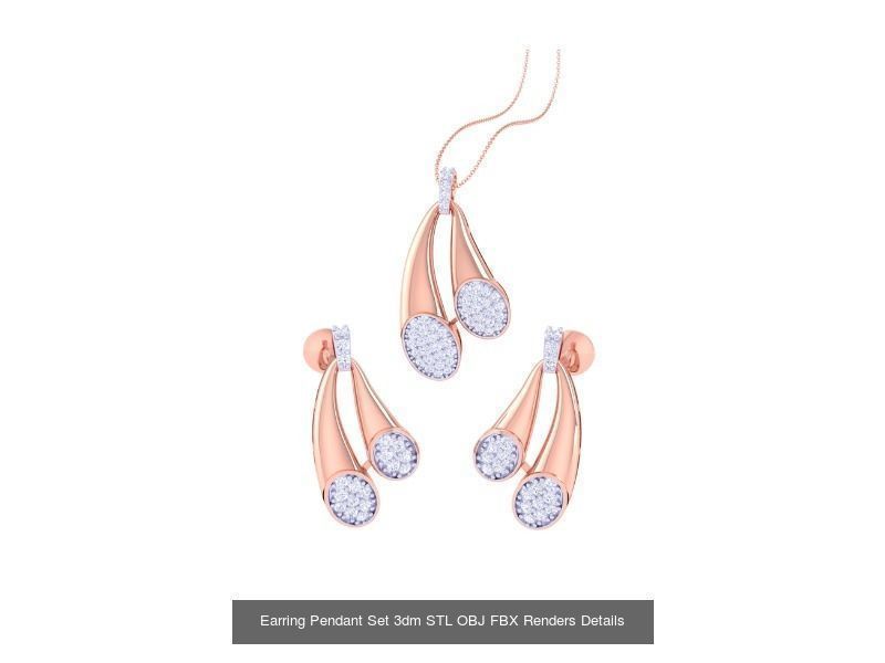337 Earring Pendant Set 3dm STL OBJ Renders Details Collection _203