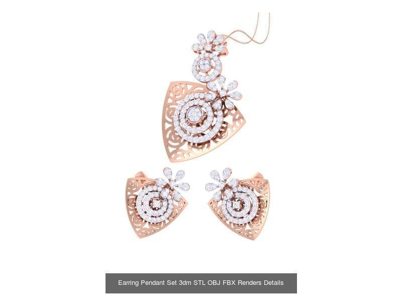 337 Earring Pendant Set 3dm STL OBJ Renders Details Collection _187