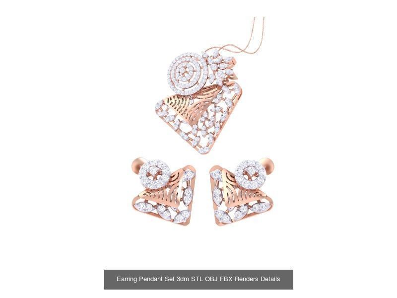 337 Earring Pendant Set 3dm STL OBJ Renders Details Collection _181