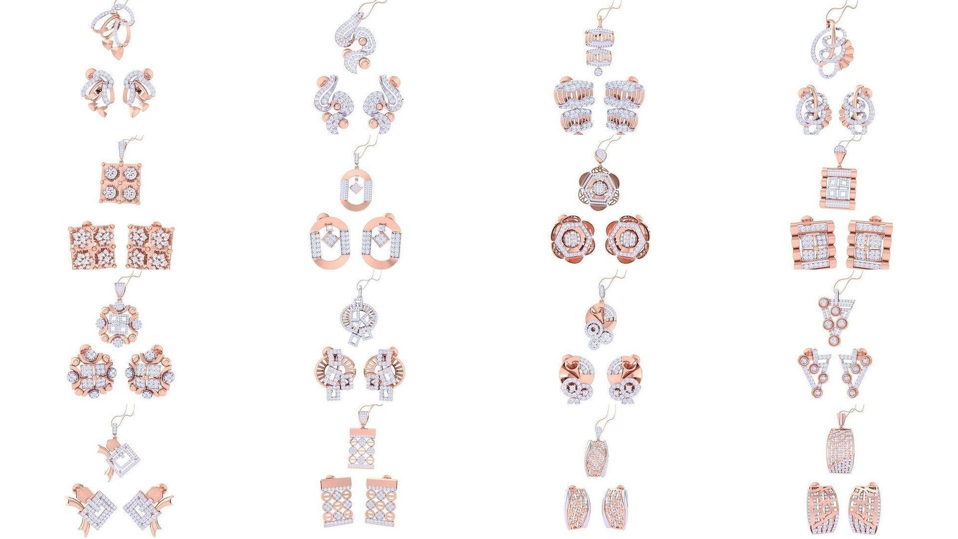 337 Earring Pendant Set 3dm STL OBJ Renders Details Collection _1