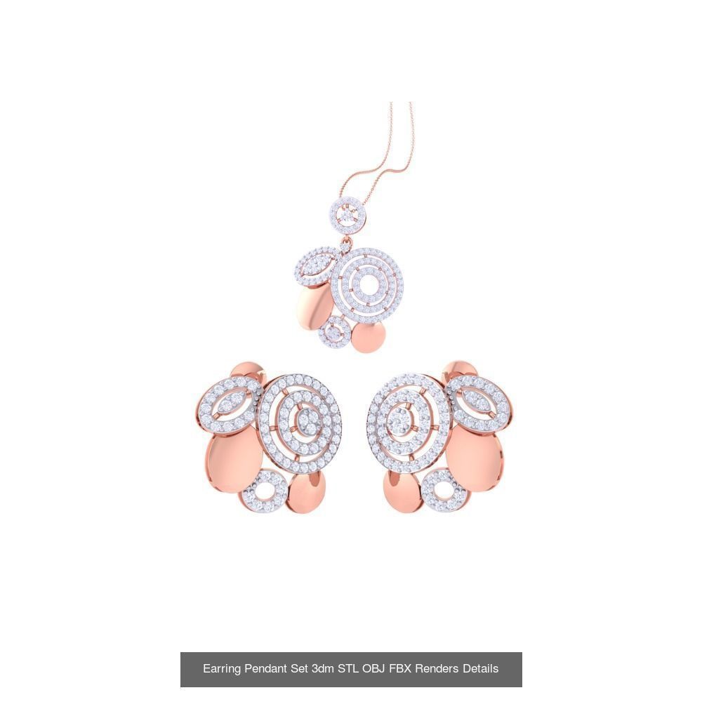 337 Earring Pendant Set 3dm STL OBJ Renders Details Collection _109