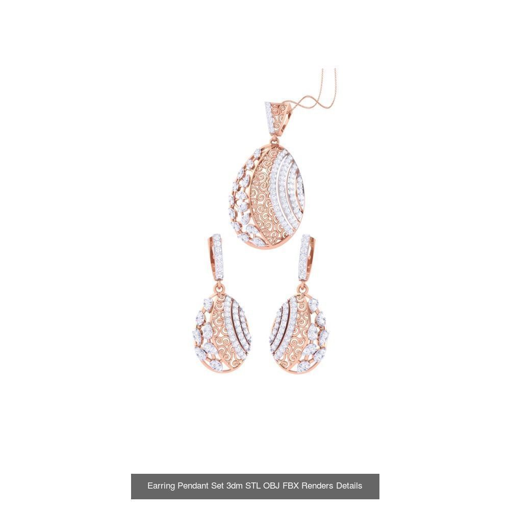 337 Earring Pendant Set 3dm STL OBJ Renders Details Collection _160