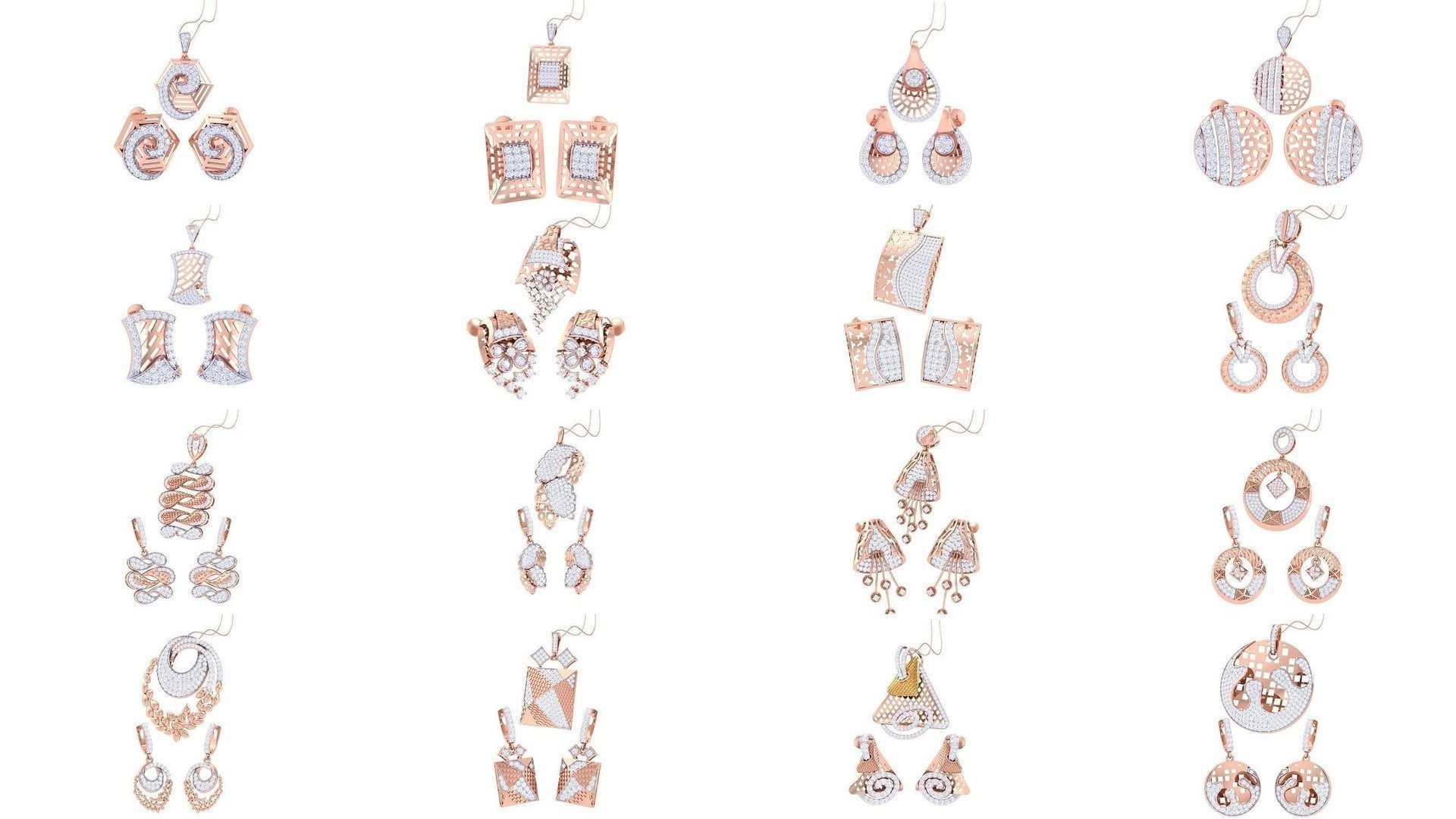 337 Earring Pendant Set 3dm STL OBJ Renders Details Collection _38