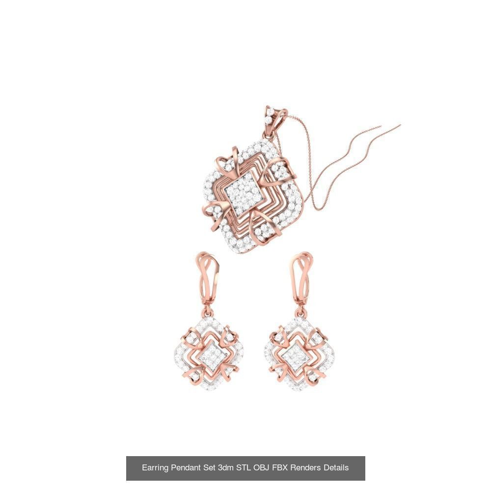 337 Earring Pendant Set 3dm STL OBJ Renders Details Collection _139