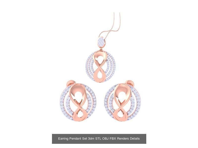337 Earring Pendant Set 3dm STL OBJ Renders Details Collection _224