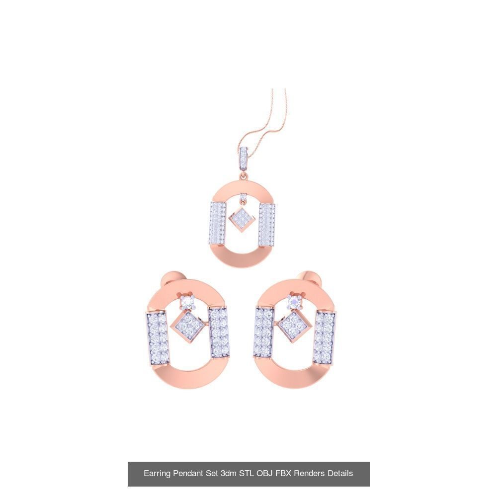 337 Earring Pendant Set 3dm STL OBJ Renders Details Collection _64