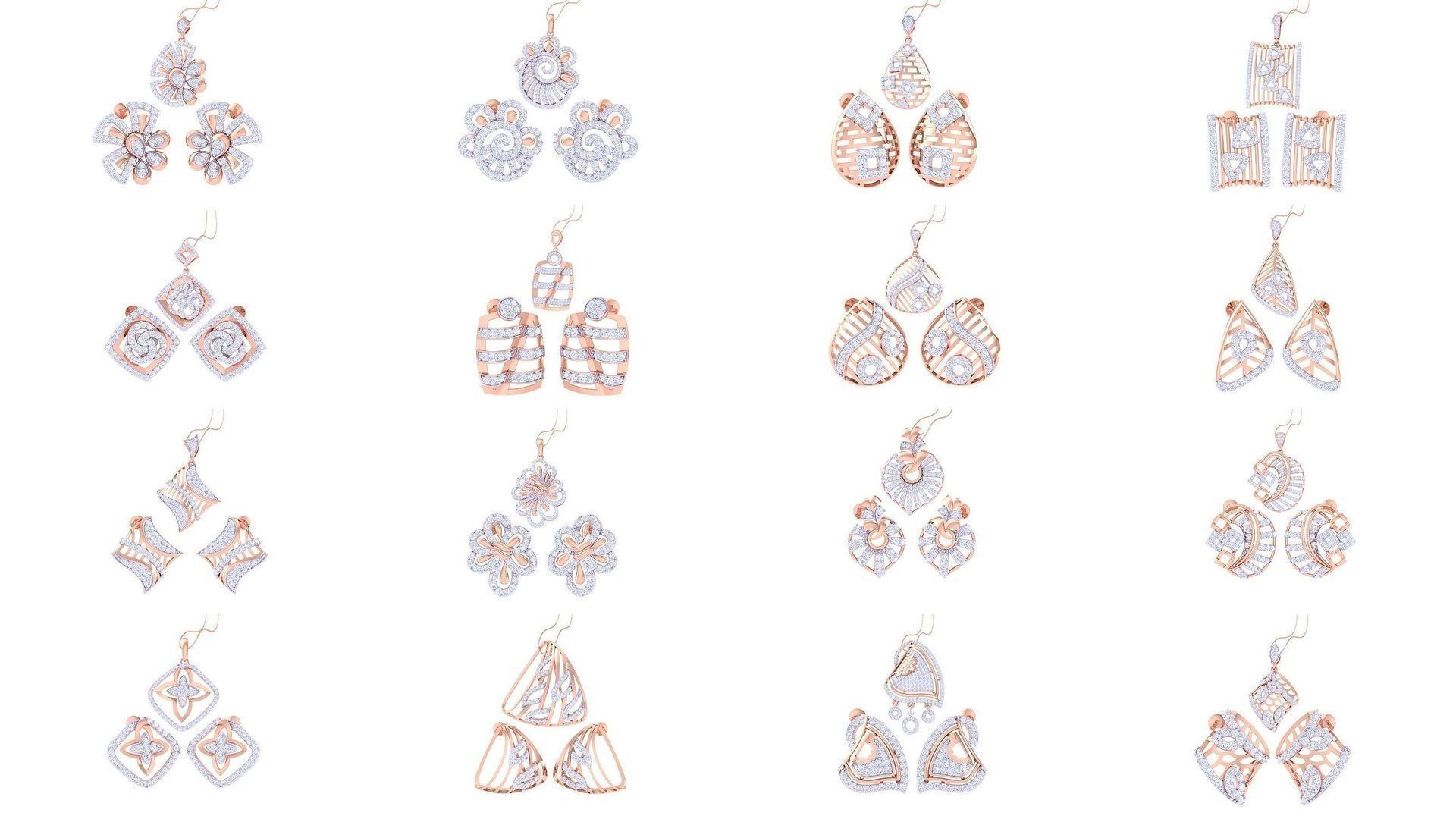 337 Earring Pendant Set 3dm STL OBJ Renders Details Collection _26