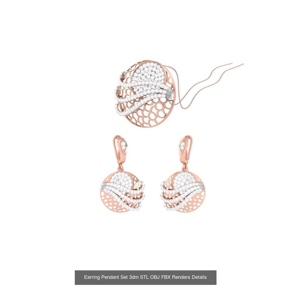 337 Earring Pendant Set 3dm STL OBJ Renders Details Collection _118