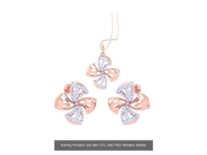 337 Earring Pendant Set 3dm STL OBJ Renders Details Collection _201