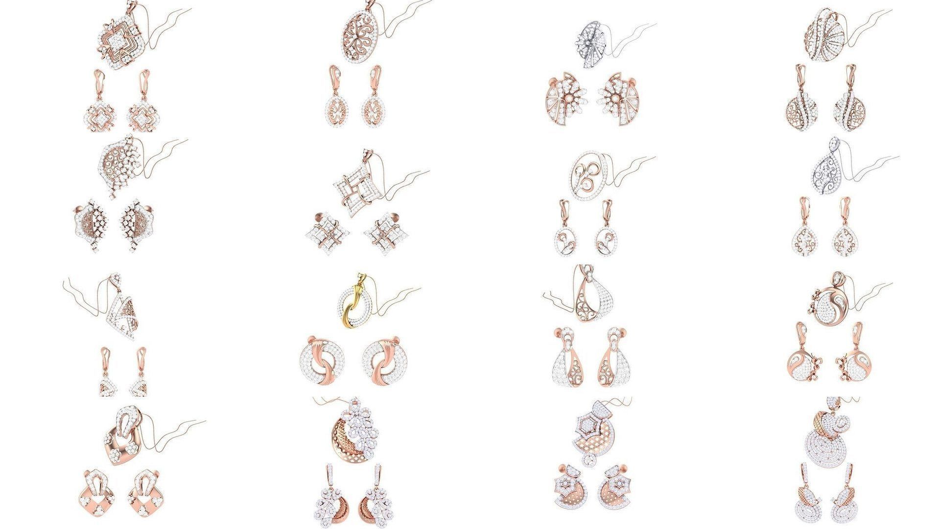 337 Earring Pendant Set 3dm STL OBJ Renders Details Collection _11