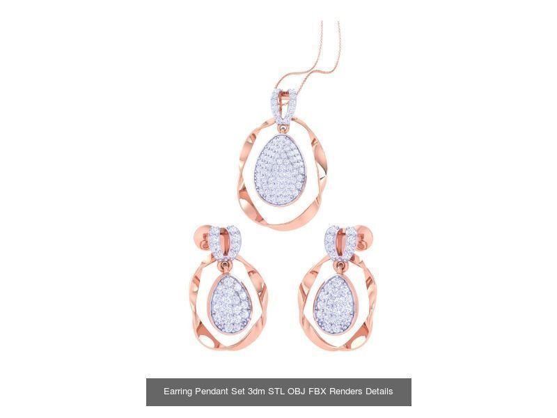 337 Earring Pendant Set 3dm STL OBJ Renders Details Collection _204