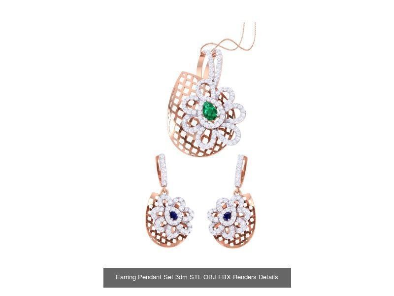 337 Earring Pendant Set 3dm STL OBJ Renders Details Collection _171