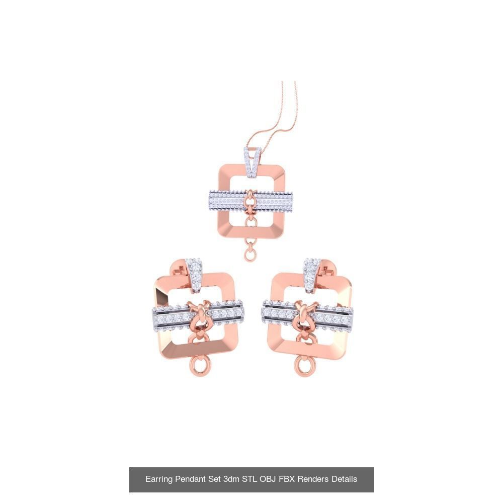 337 Earring Pendant Set 3dm STL OBJ Renders Details Collection _108