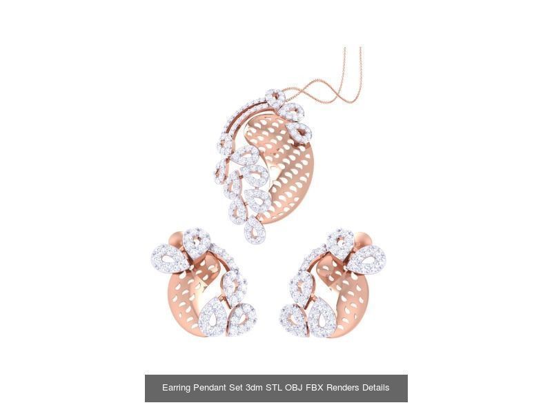 337 Earring Pendant Set 3dm STL OBJ Renders Details Collection _190