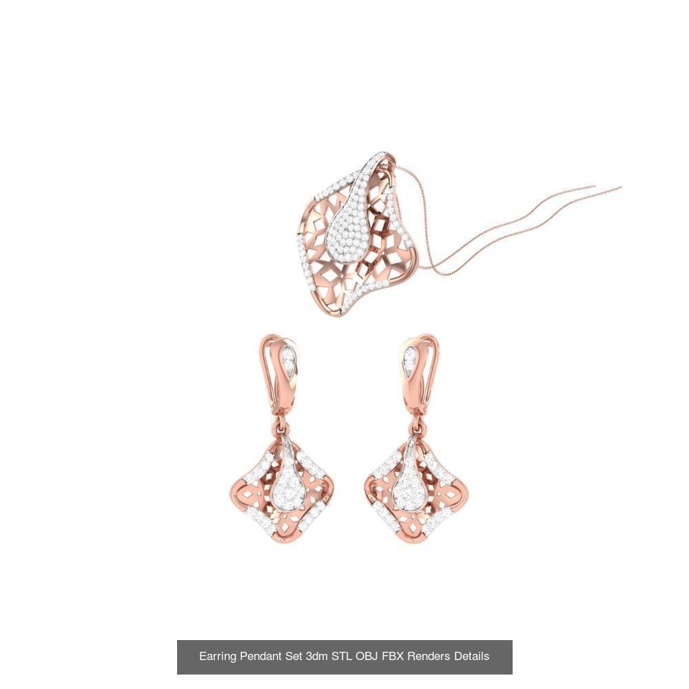337 Earring Pendant Set 3dm STL OBJ Renders Details Collection _129
