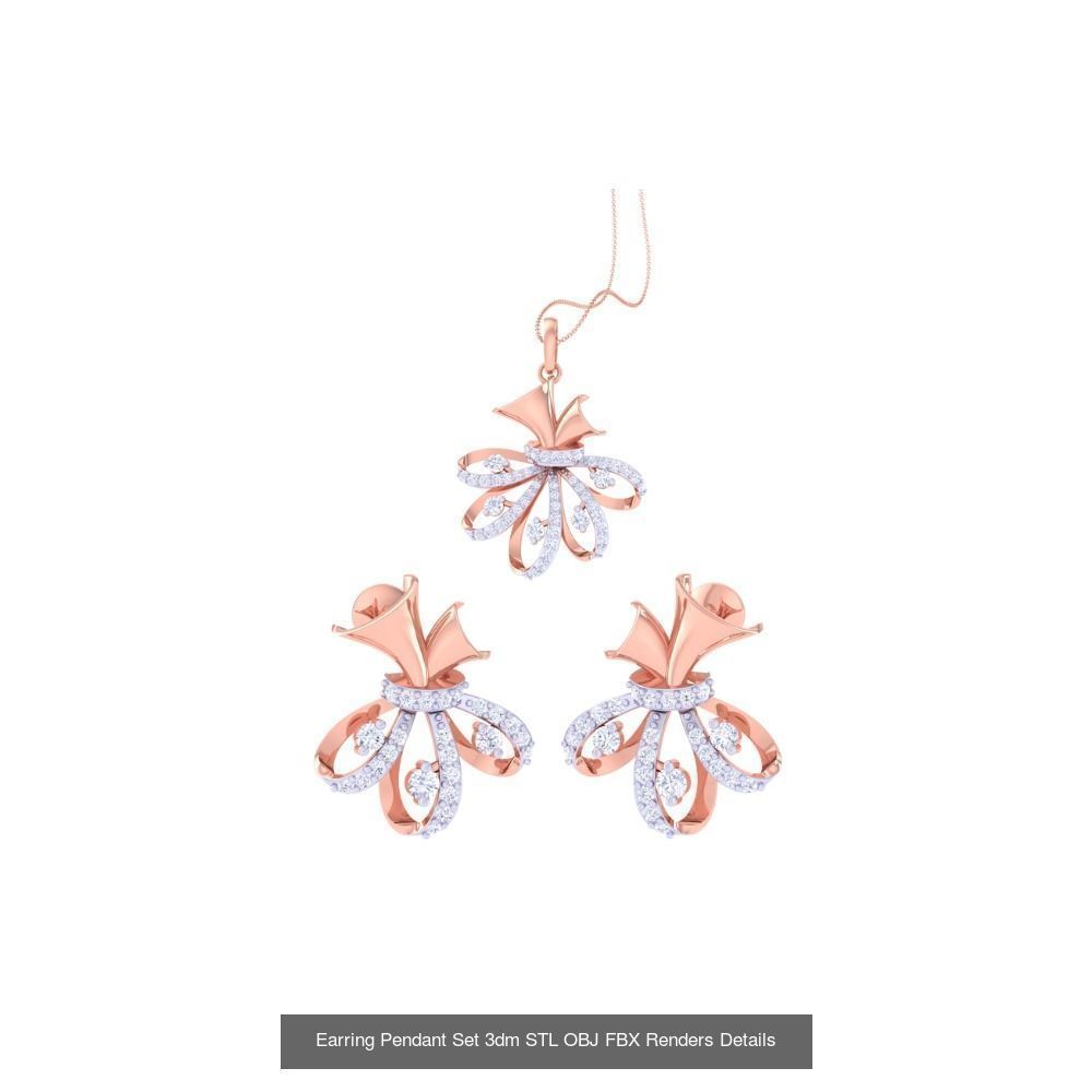 337 Earring Pendant Set 3dm STL OBJ Renders Details Collection _45