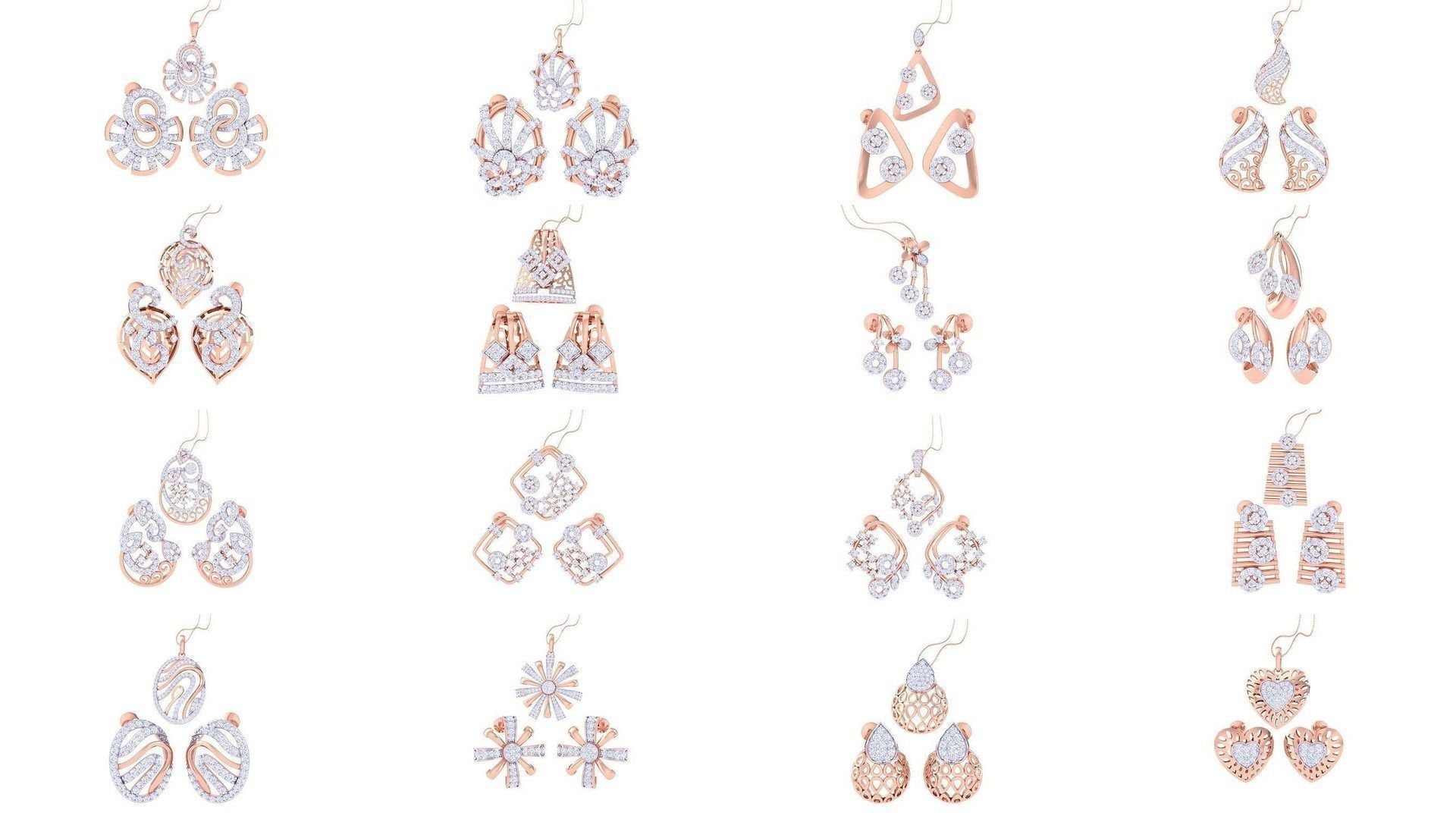 337 Earring Pendant Set 3dm STL OBJ Renders Details Collection _29