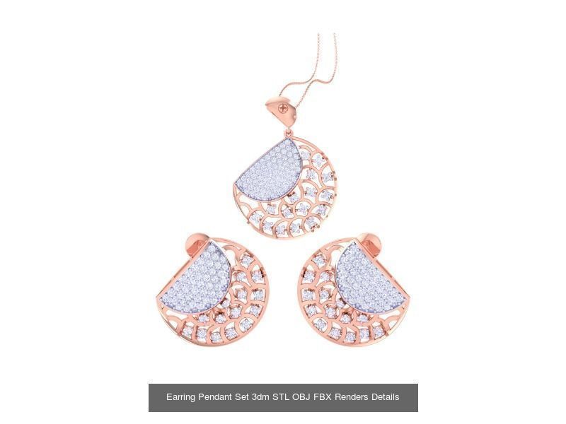 337 Earring Pendant Set 3dm STL OBJ Renders Details Collection _222
