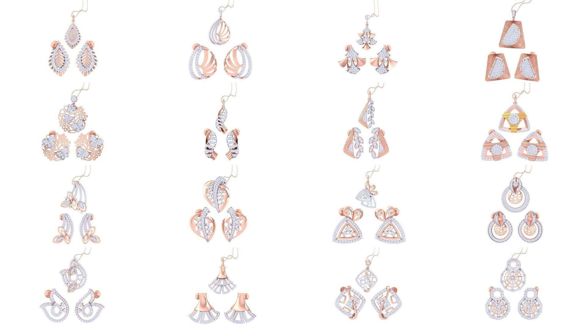 337 Earring Pendant Set 3dm STL OBJ Renders Details Collection _23