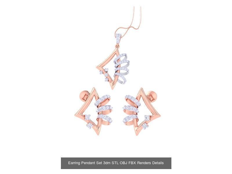 337 Earring Pendant Set 3dm STL OBJ Renders Details Collection _209