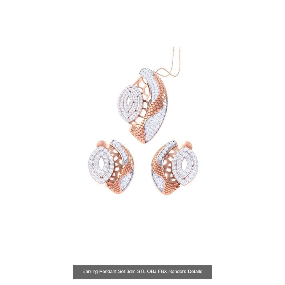 337 Earring Pendant Set 3dm STL OBJ Renders Details Collection _158