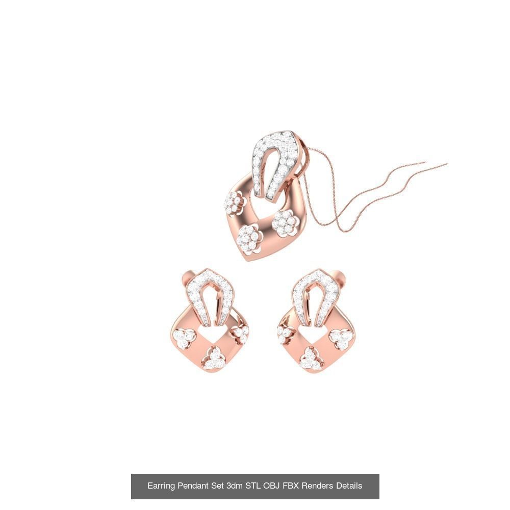 337 Earring Pendant Set 3dm STL OBJ Renders Details Collection _151