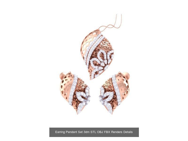 337 Earring Pendant Set 3dm STL OBJ Renders Details Collection _182