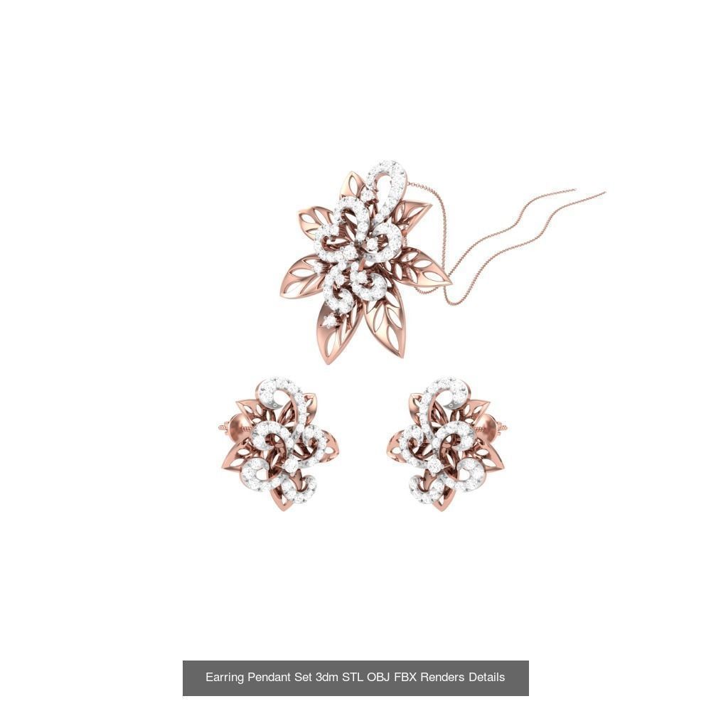 337 Earring Pendant Set 3dm STL OBJ Renders Details Collection _115