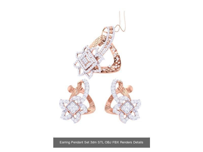 337 Earring Pendant Set 3dm STL OBJ Renders Details Collection _170