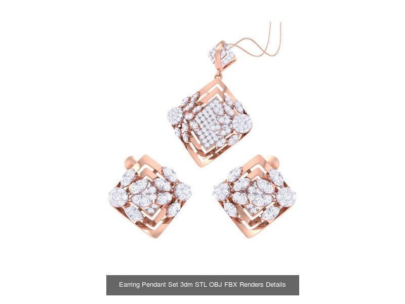 337 Earring Pendant Set 3dm STL OBJ Renders Details Collection _180