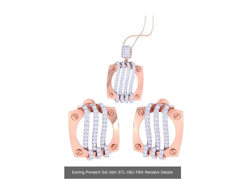 337 Earring Pendant Set 3dm STL OBJ Renders Details Collection _223