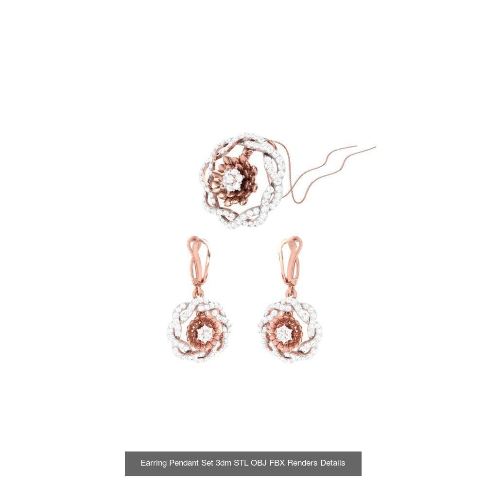 337 Earring Pendant Set 3dm STL OBJ Renders Details Collection _133