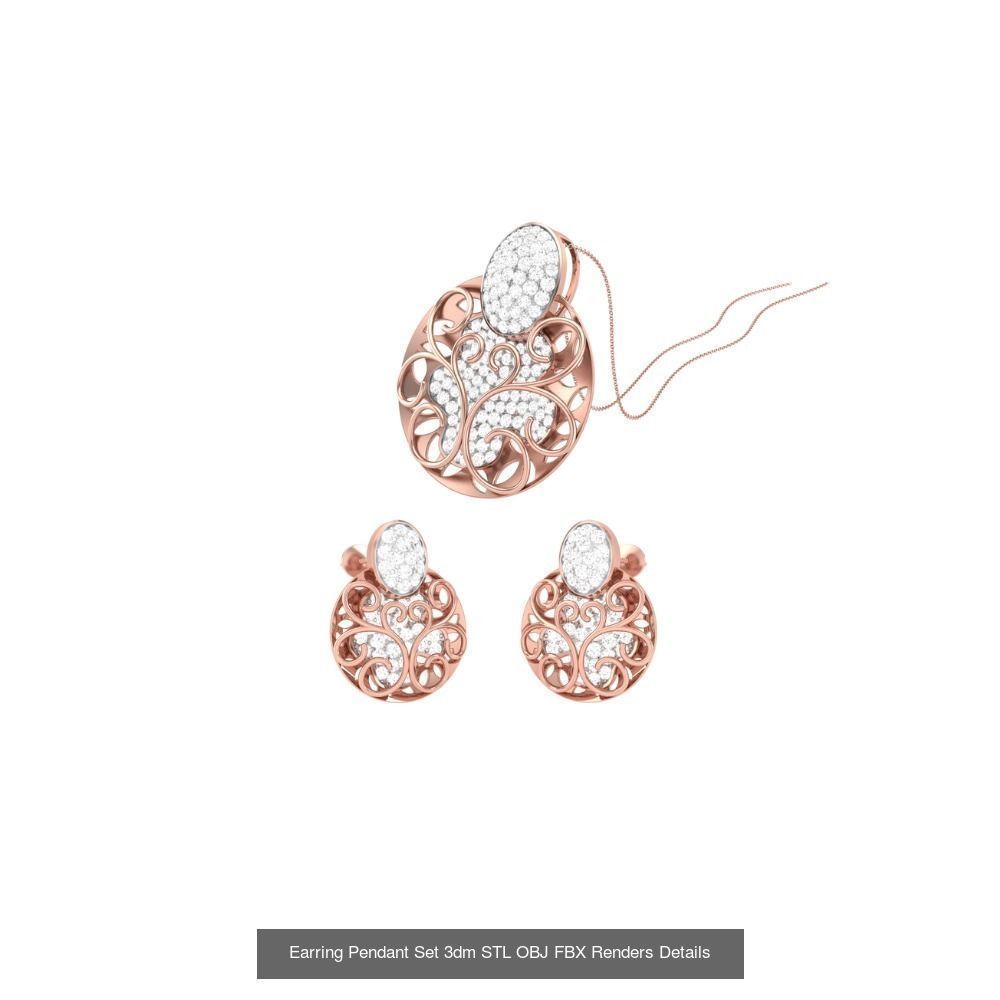 337 Earring Pendant Set 3dm STL OBJ Renders Details Collection _122