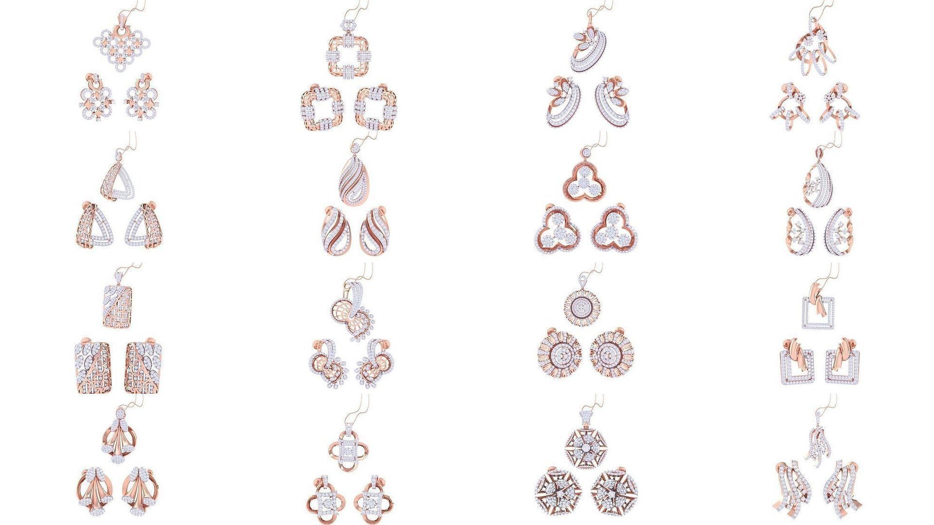 337 Earring Pendant Set 3dm STL OBJ Renders Details Collection _5