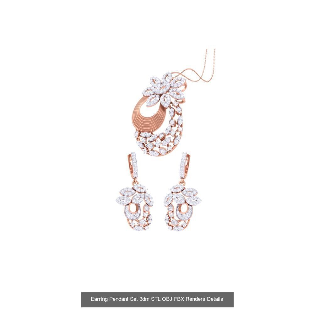 337 Earring Pendant Set 3dm STL OBJ Renders Details Collection _159